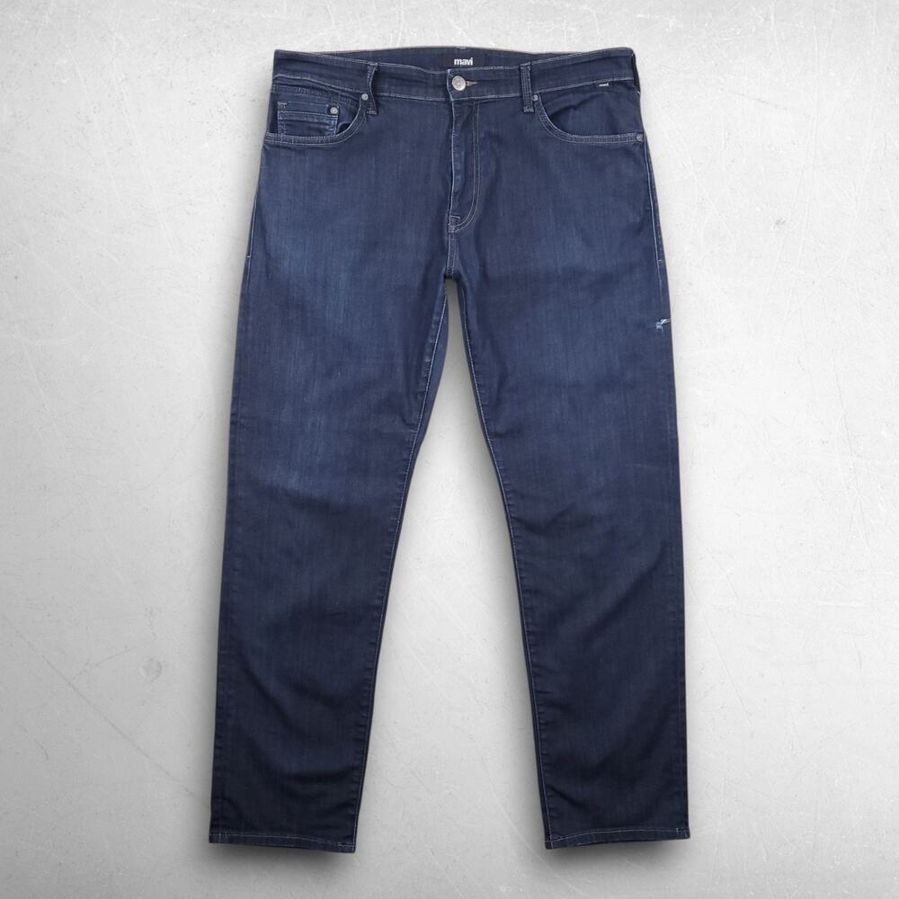 Mavi Zach Straight Leg Jeans Men Size 38x32 Dark Blue Stretch Denim